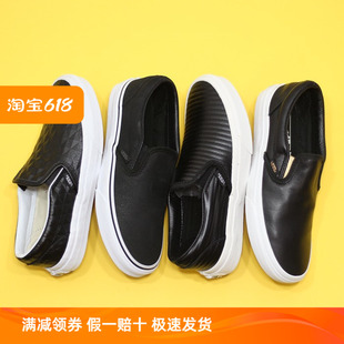 黑皮质Slip ON一脚蹬低帮板鞋 VANS经典 Sunny现货 VN0A32QOKXR