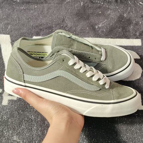 断码特价灰绿色Vans OldSkool翻折鞋舌复古低帮帆布鞋VN0007R2DOL