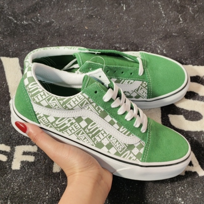 Vans Old Skool VN0A3WKT4QC 绿白棋盘格低帮男女休闲滑板鞋