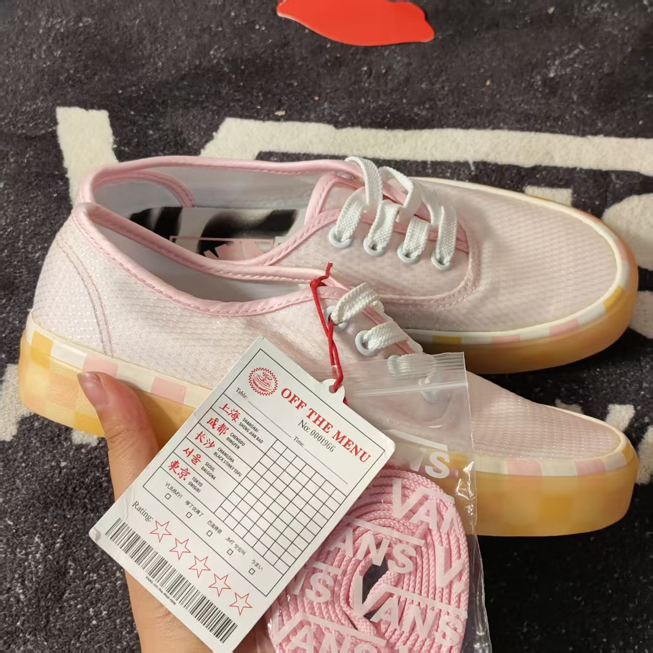 Vans Authentic粉网面棋盘生胶底低帮帆布鞋休闲板鞋VN000EE30V7