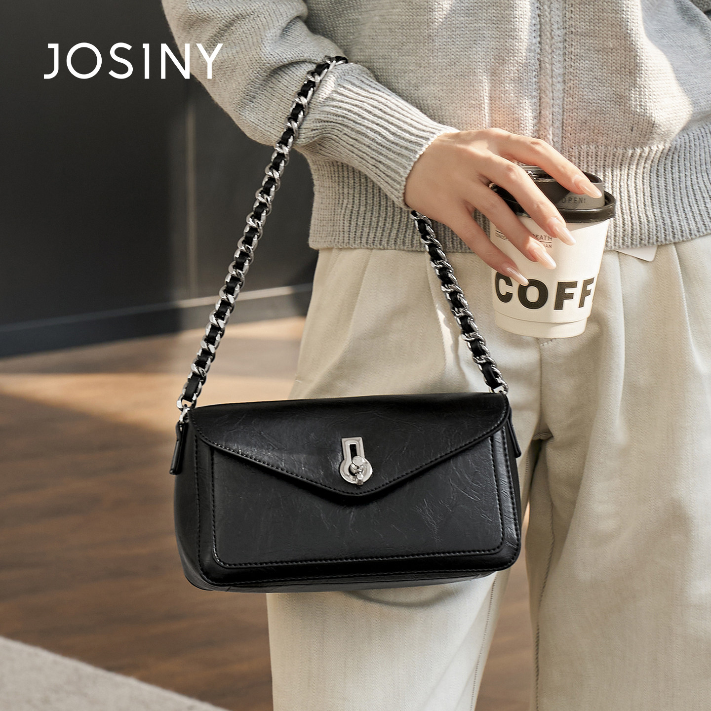 卓诗尼高级感链条小方包女2026新款黑色单肩斜挎包轻奢小众手提包,箱包皮具/热销女包/男包,单肩包,淘宝优惠券,粉丝福利购,淘宝优惠卷