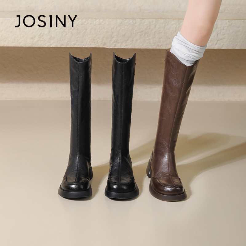 卓诗尼2025新款加绒骑士靴