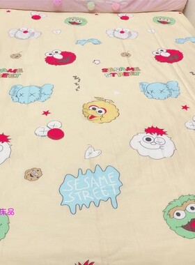 全棉卡通被套SESAME芝麻街KWAS联名男女黄色 可订做