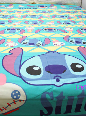 全棉卡通被套 史迪仔stich星际宝贝史迪奇黄绿色 可订做