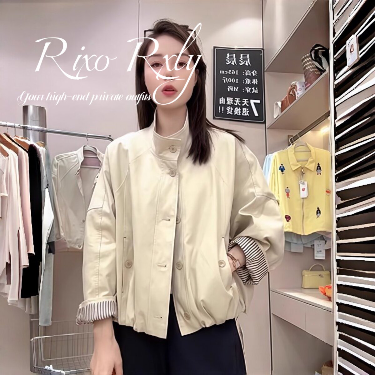 RIXO RXLY长袖立领短外套女款春秋季设计感小众宽松休闲夹克上衣