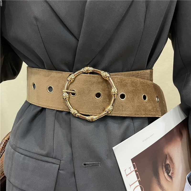 欧美复古大衣风衣宽腰封束腰皮带