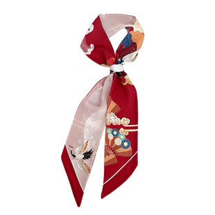 中国风细窄长条新年红色小丝巾发带丝带扎发绑发夏春秋女装饰领巾