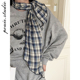 日系文艺复古格子长条丝巾女春夏新款 高级感时髦百搭多用发带领巾