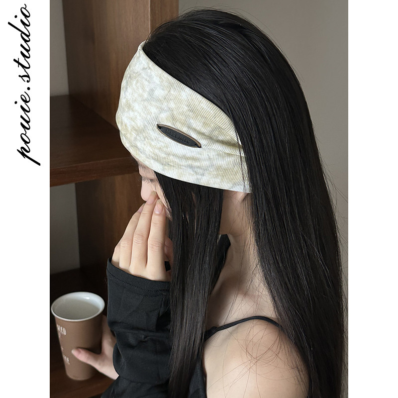 韩版ins复古扎染针织发带女2026新款时尚运动风弹力健身吸汗头巾