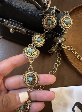 欧美复古金属链条腰链女装饰百搭