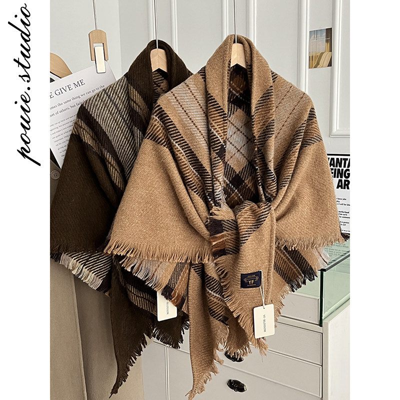 日系拼色格纹大三角巾女冬季2025新款时髦百搭加厚保暖防寒披肩潮,服饰配件/皮带/帽子/围巾,围巾/丝巾/披肩,淘宝优惠券,粉丝福利购,淘宝优惠卷