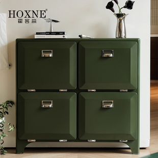 霍客森复古金属鞋柜家用入户玄关柜客厅收纳储物铁皮柜窄柜