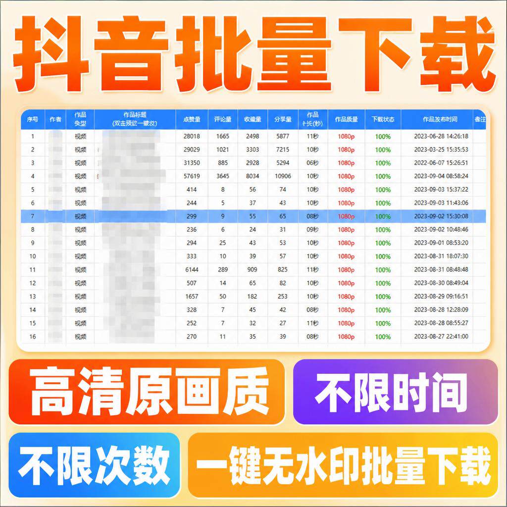 抖音快手小红书主页短视频批量无水印高清下载工具软件合集