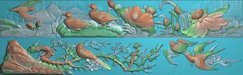 精雕图冬瓜梁2块 花鸟ASOO3 灰度图东阳木雕工艺品挂件挂屏屏风