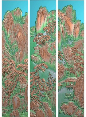 精雕图唐伯虎山水挂壁 唐shanshui 东阳木雕工艺品挂件挂屏屏风