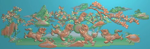 精雕图狮子 sz长板 动物东阳木雕工艺品挂件挂屏屏风手工雕刻
