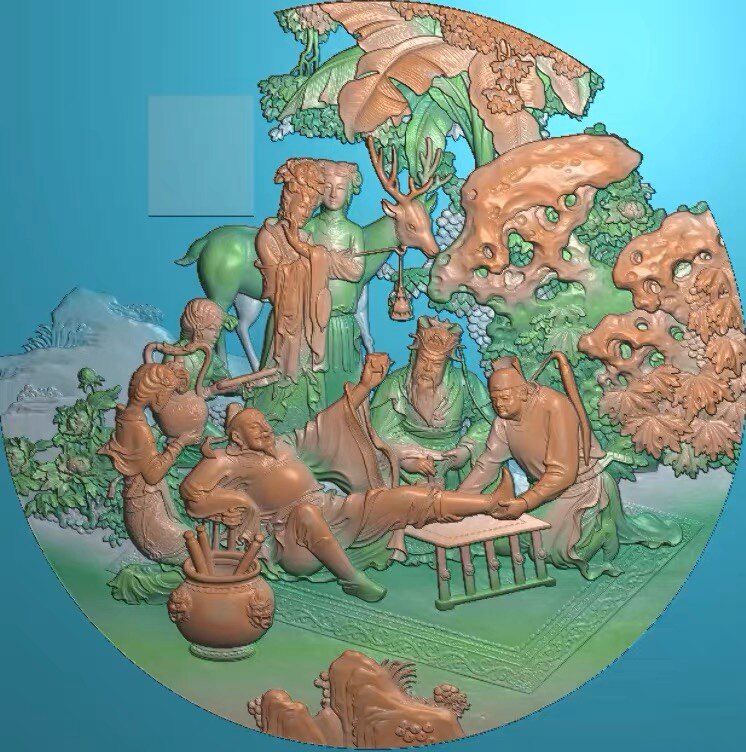 精雕图 太白醉酒 人物东阳木雕工艺品玄关镂空工艺品挂件挂屏手工