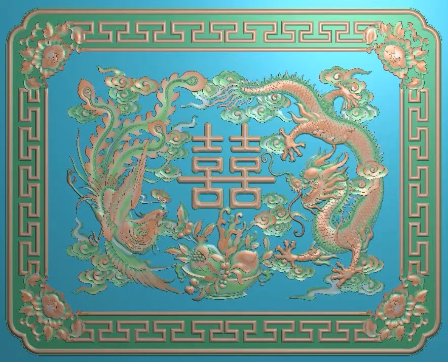 精雕图龙凤 龙凤喜 动物东阳木雕工艺品挂件挂屏屏风手工雕刻