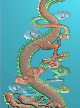 精雕图单龙 单龙(侧鳞) 动物东阳木雕工艺品挂件挂屏屏风手工雕刻