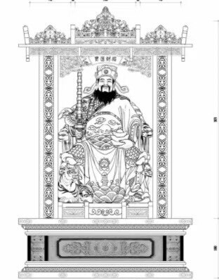精雕图 佛龛-1 财神殿东阳木雕工艺品挂屏手工雕刻扫描精雕图
