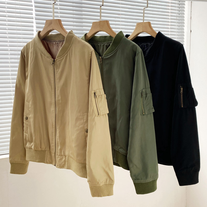 春秋飞行员女短款立领风衣夹克棒球服薄款外套美式复古小个子上衣