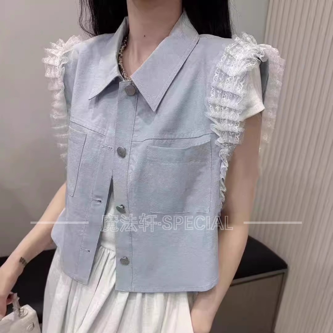 纯色无袖衬衫外套女2025新款