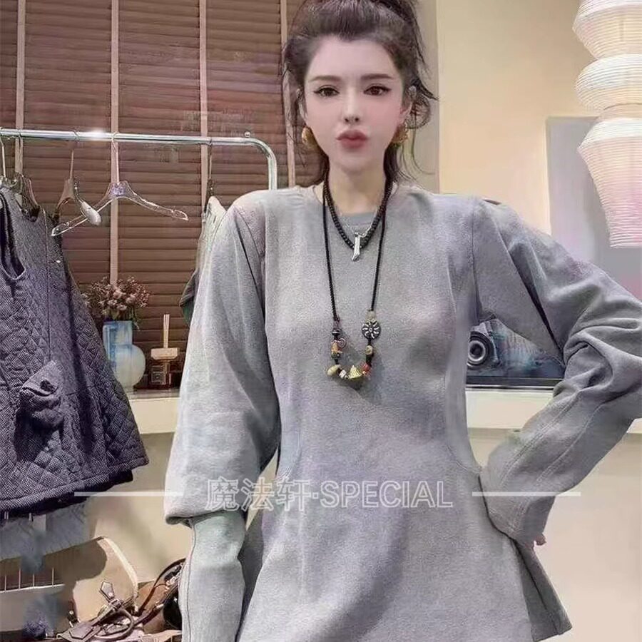 休闲纯色2025新款洋气宽松型长袖