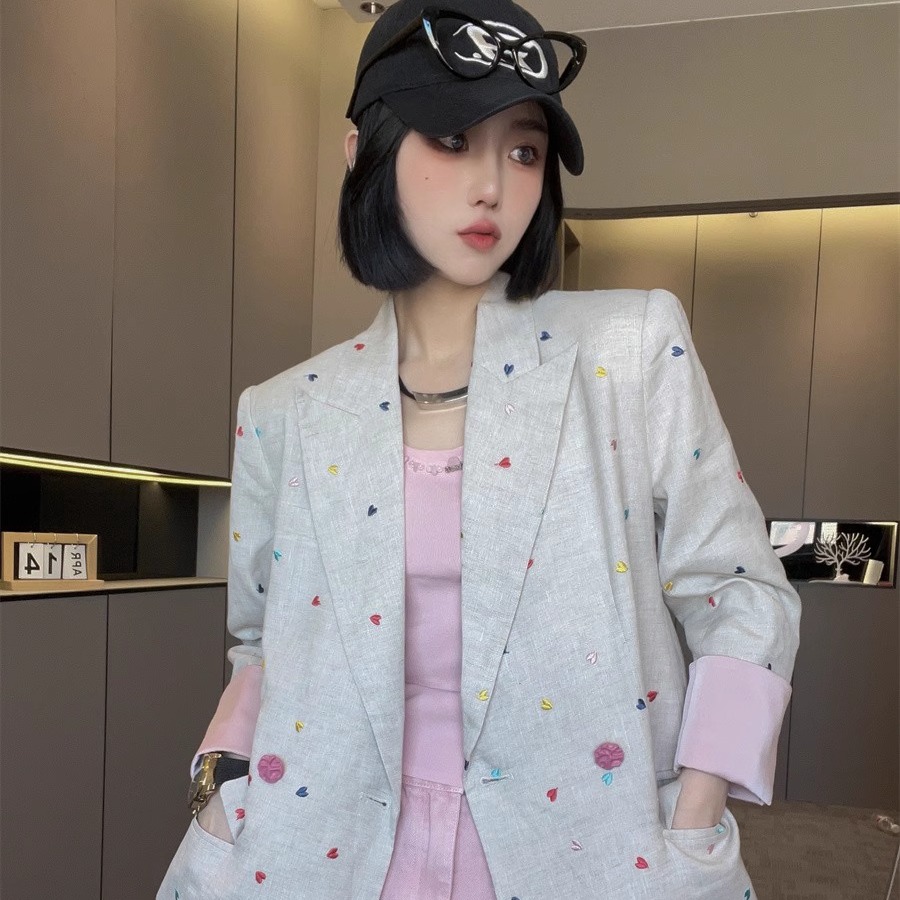 【现货】满天心刺绣西装外套女气质名媛高级感2025春新款西服上衣