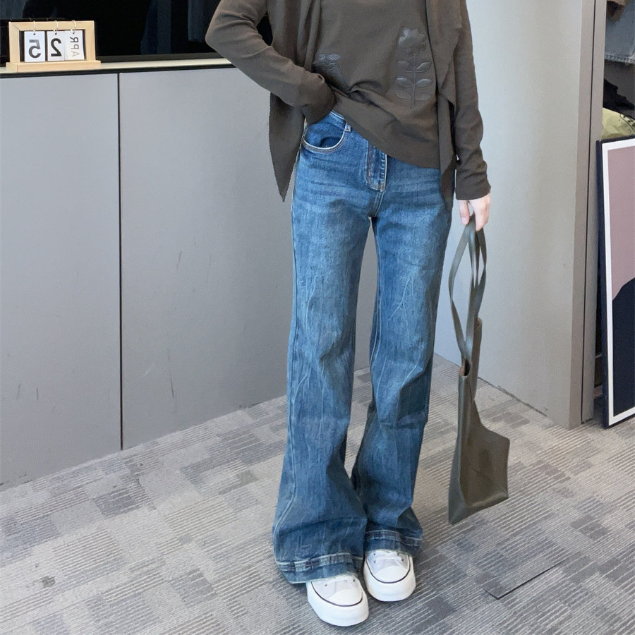 2026秋新高腰显瘦微喇牛仔裤女
