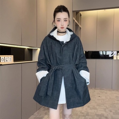 连帽外套女款2025新款秋季系带