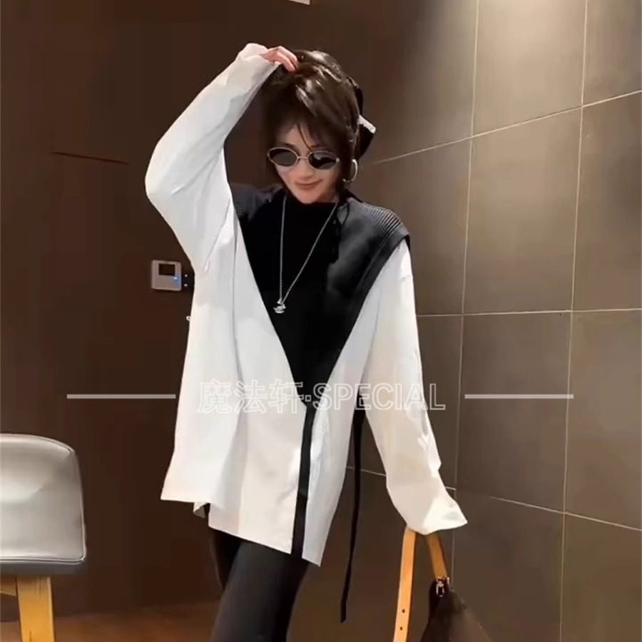 韩系极简冬季女新款两件套可拆