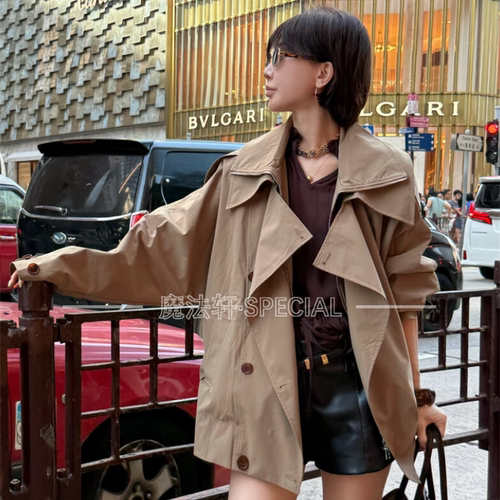 韩系风衣女款2025新款春季西装领