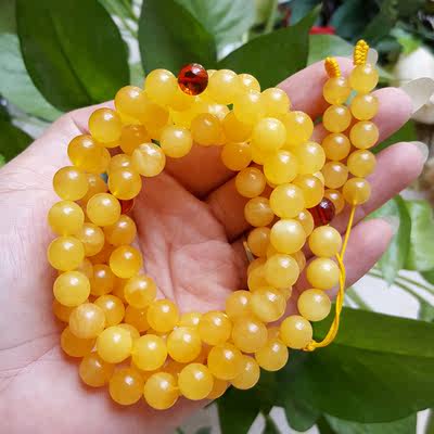 偏爱琥珀黄蜜蜡佛珠无优化证书