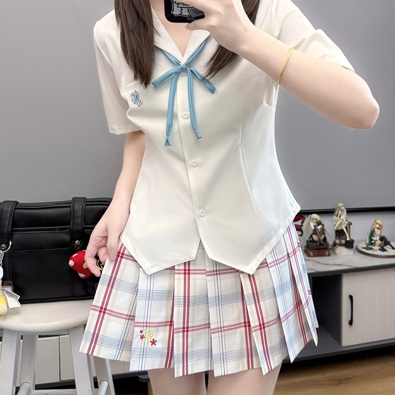 【水铃高】原创正版jk衬衫收腰显瘦T恤日系学院风校供jk制服短袖