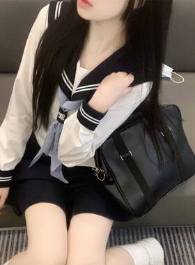 jk制服黑领二本水手服基础款学院风日系正版中间服套装校服秋冬款