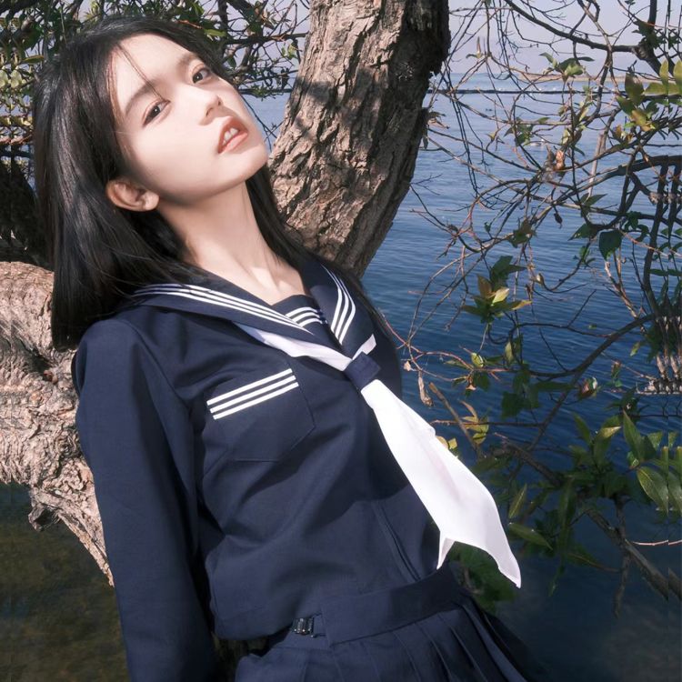 原创jk制服绀三本水手服基础款正品日系中间服学院风学生班服校服