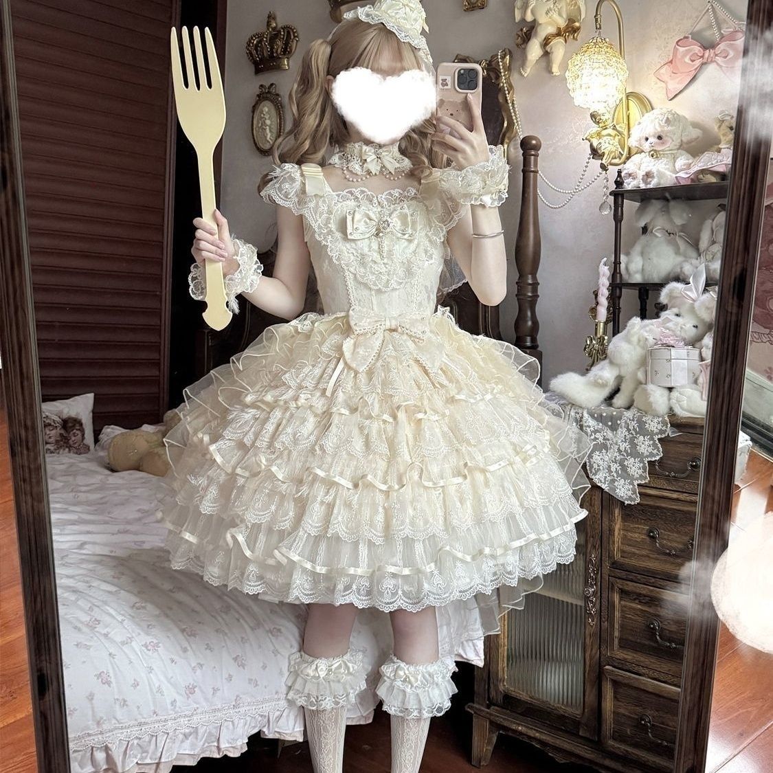 【羽之谣】~原创设计Lolita洋装甜美花嫁jsk吊带连衣裙夏季甜心