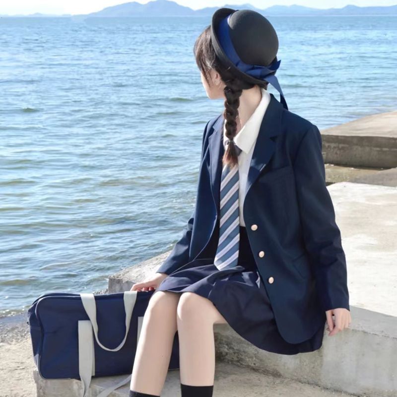 校园西服套装春秋款新款学院风原创jk制服裙正版西装外套三件套女