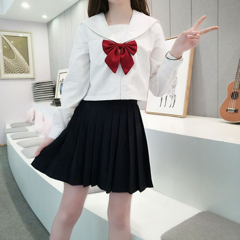 白无本jk制服正统基础款日系水手服学生装学院风夏季百褶裙短袖女