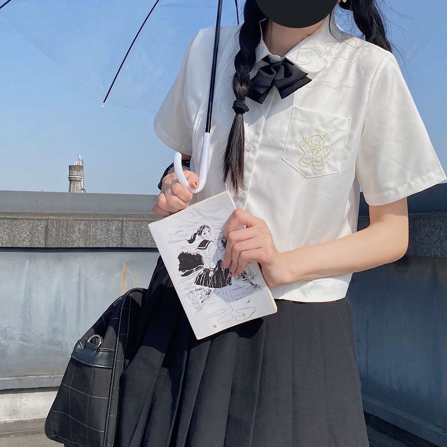 小姜饼白色jk制服衬衫女原创正版短袖风琴褶基础款衬衣短款上衣