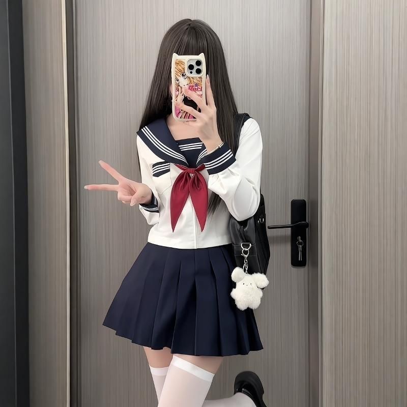 绿柠檬日系水手服jk制服裙套装白二三本基础款关西襟全套