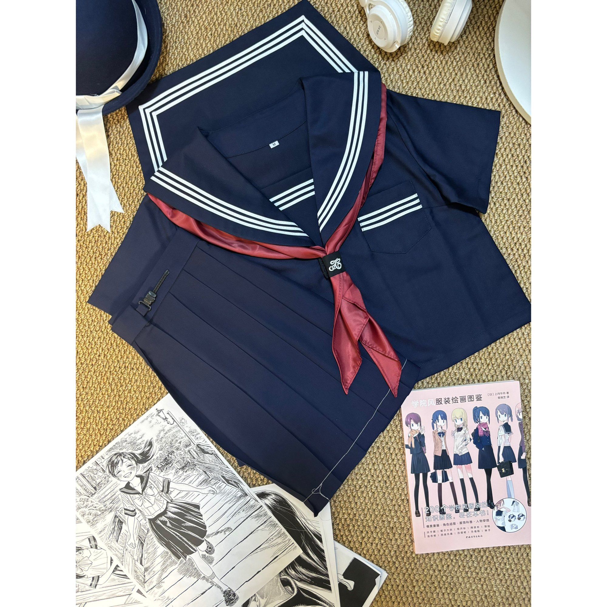 树洞猫原创jk基础款绀三本水手服正统日系海军领校供感制服套装