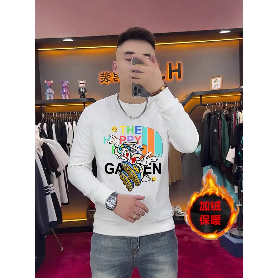 今年潮牌卡通兔子印花卫衣男士时尚个性长袖帅气百搭秋冬打底衫潮