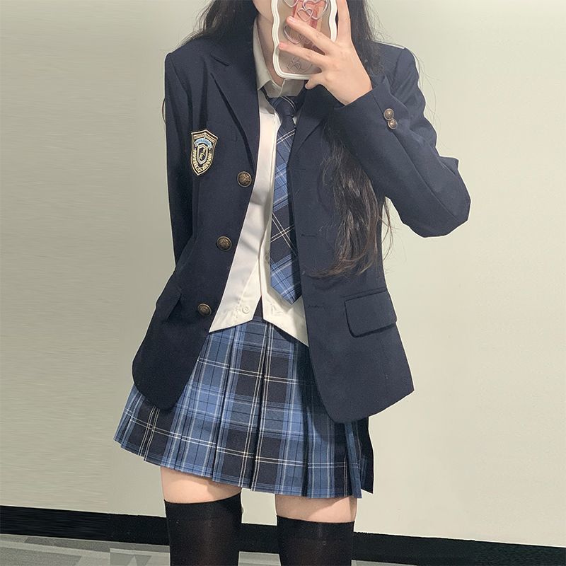 本佐中原创jk制服西装外套女秋冬季百搭学院风校供感西服通勤套装