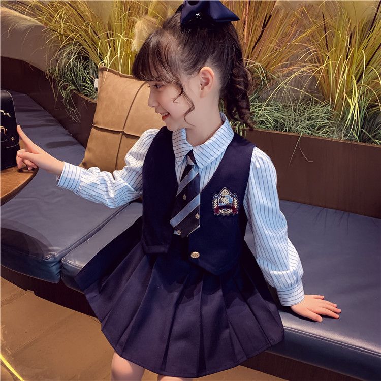 女童学院风套装裙春装2026新款洋气儿童JK制服学生版时髦两件套裙