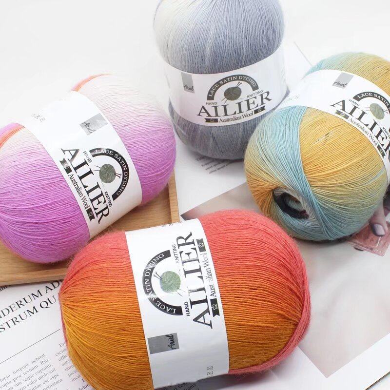 新款进口澳毛长段染细羊毛线团手工编织全羊毛钩针棒针毛衣披肩线