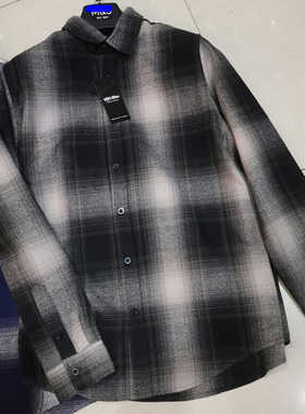 嘻哈宽松外套格子衬衣加厚春秋款加肥大码男女同款格纹法兰绒衬衫