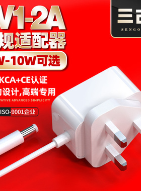 5v1a香港版电源适配器英规ukca认证5v2a简约白色卧式电源适配器