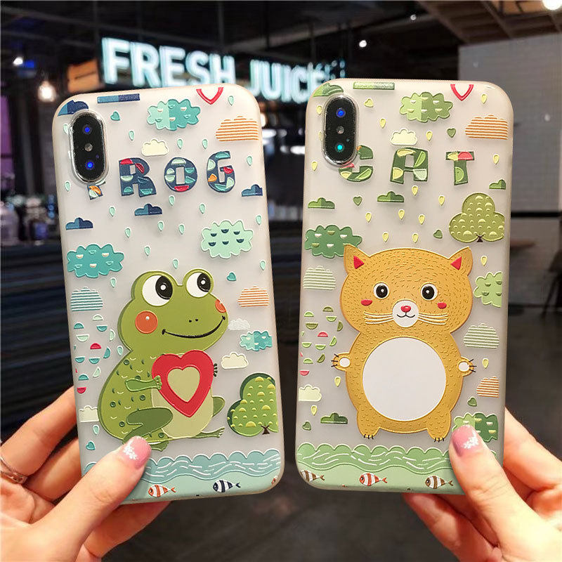 meks适用iphoneX手机壳XS青蛙喵星人tpu磨砂浮雕彩绘苹果8plus保|ruв категории Цифровые аксессуары, аксессуары для мобильных телефонов, телефон защитный кожух/оболочка - от Buy2taobao.com для оказания профессиональной услуги покупки агента Taobao