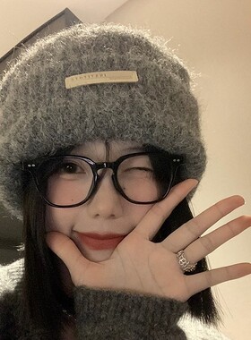 日系甜美可爱大头围包头帽时尚百搭针织帽秋冬季帽子女保暖毛线帽